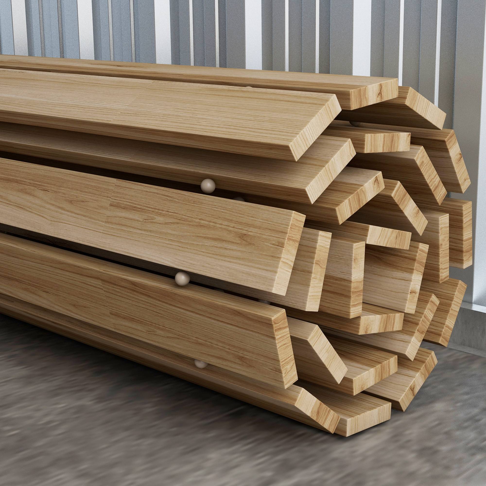 Outsunny - Allée chemin de jardin enroulable en lattes de bois dim. 120L x 38l cm sapin pré-huilé - Outsunny - Imagen 9