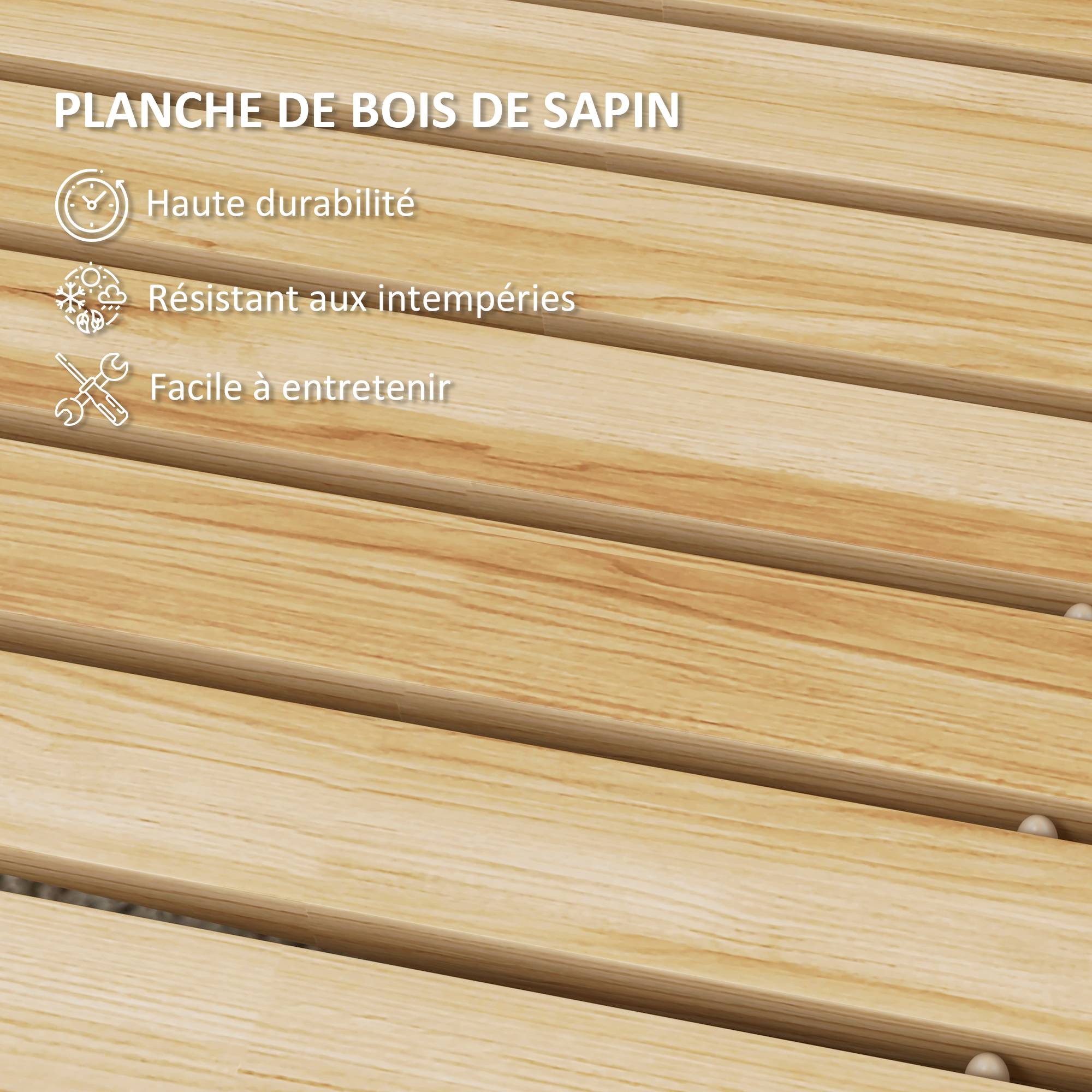 Outsunny - Allée chemin de jardin enroulable en lattes de bois dim. 120L x 38l cm sapin pré-huilé - Outsunny - Imagen 6