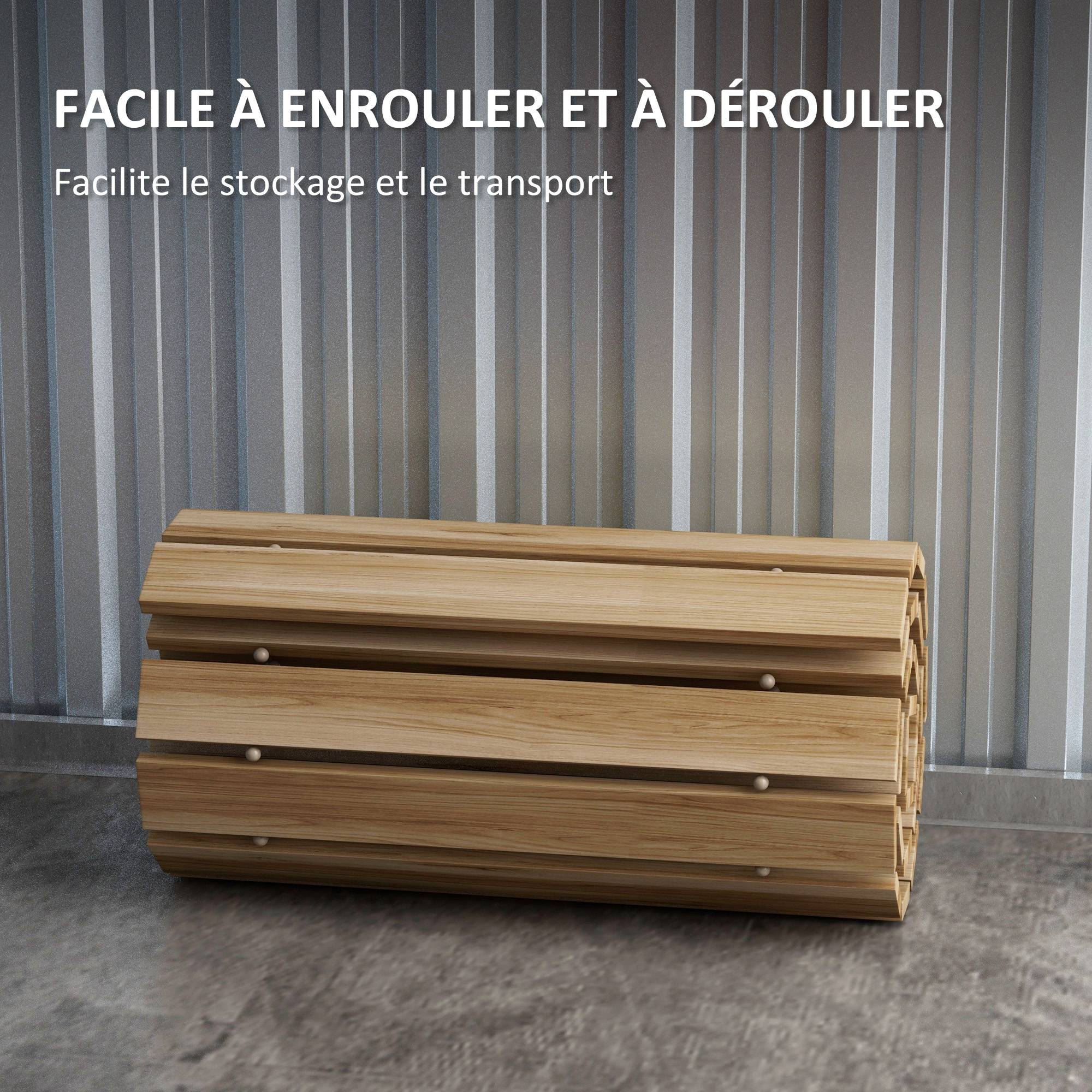 Outsunny - Allée chemin de jardin enroulable en lattes de bois dim. 120L x 38l cm sapin pré-huilé - Outsunny - Imagen 7