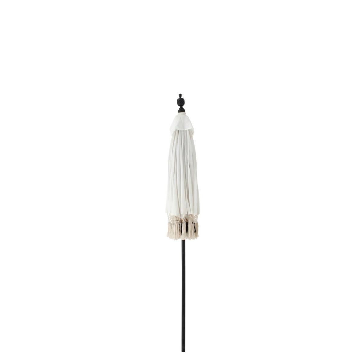 J-Line - Parasol Rond à Franges "Flavie" 180cm Écru & Noir - Image 6