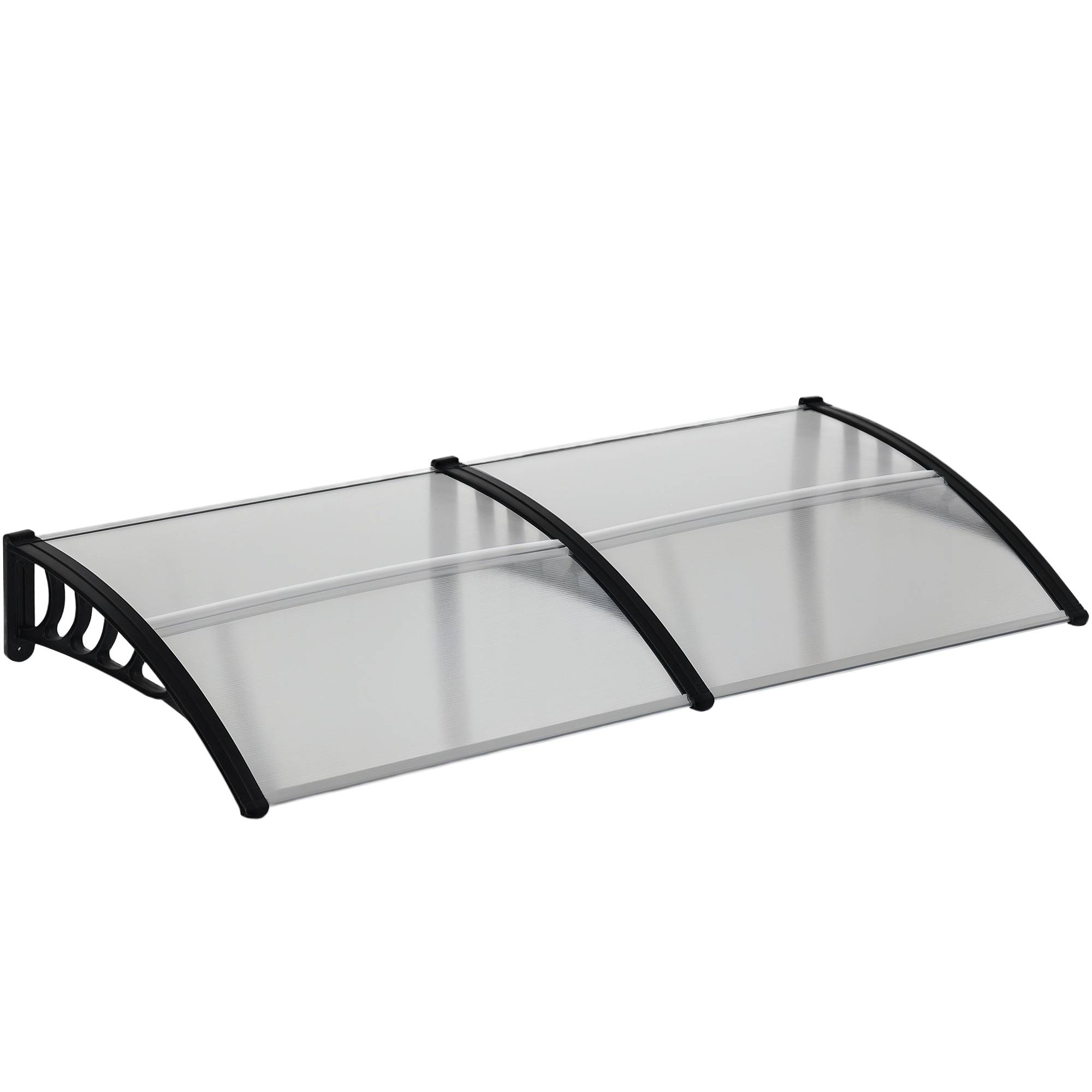 Sans Marque - Auvent de porte, protection contre la pluie, le vent et la grêle, polycarbonate, barres de liaison en aluminium, 200 x 96 x 27 cm, noir - Image 1