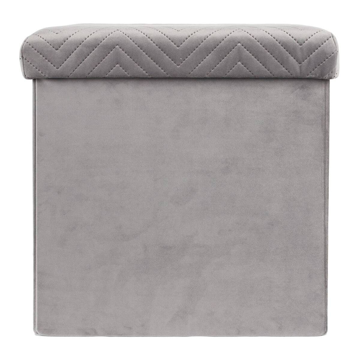 ALTOBUY - Coffre Pouf Pliable Velours Gris Clair - FLOY - Image 2