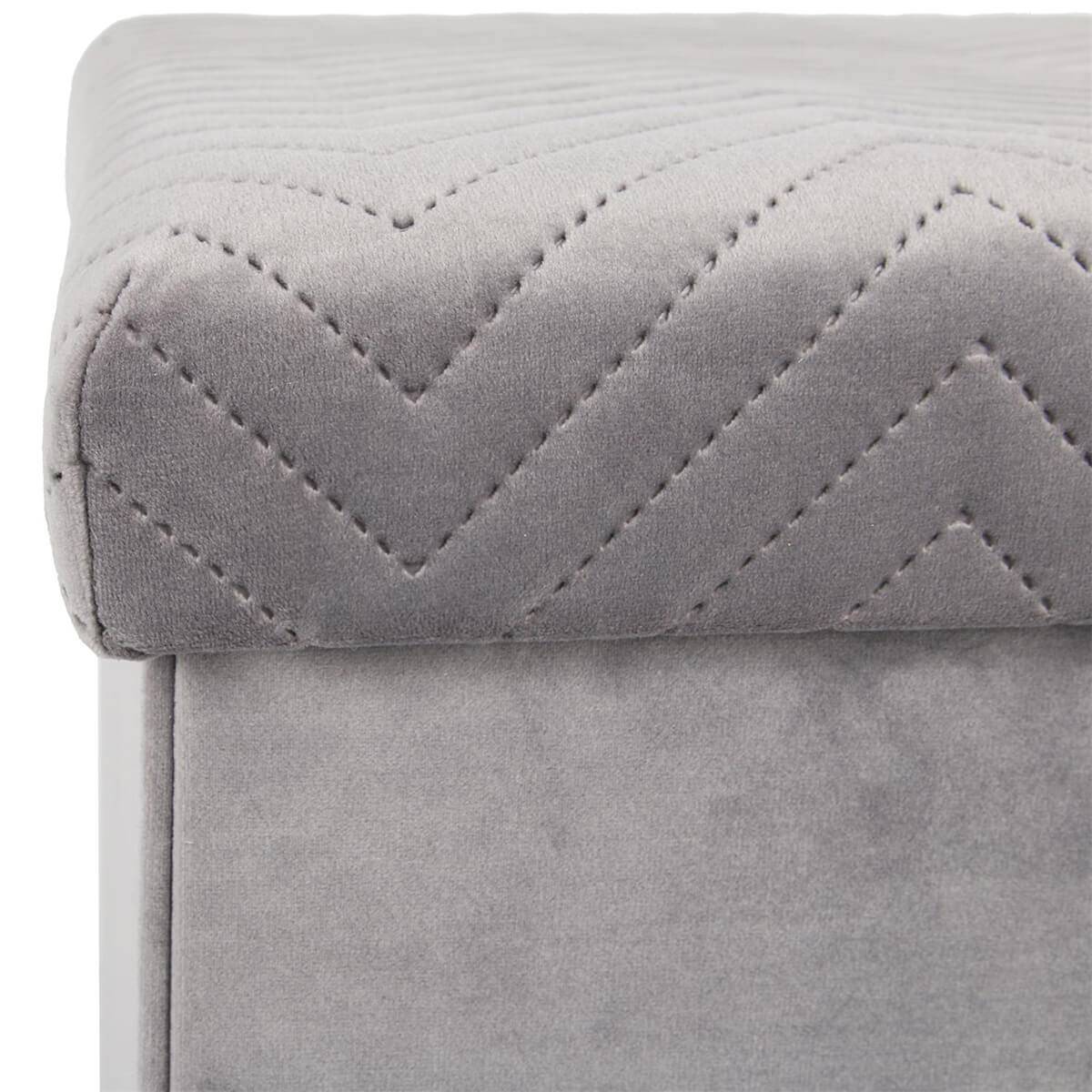 ALTOBUY - Coffre Pouf Pliable Velours Gris Clair - FLOY - Image 5