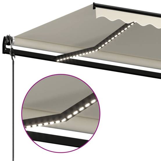 Store banne motorisé LED et capteur vent aluminium pour terrasse 450x350cm Crème - ComfortXL Outdoor Living - Image 4