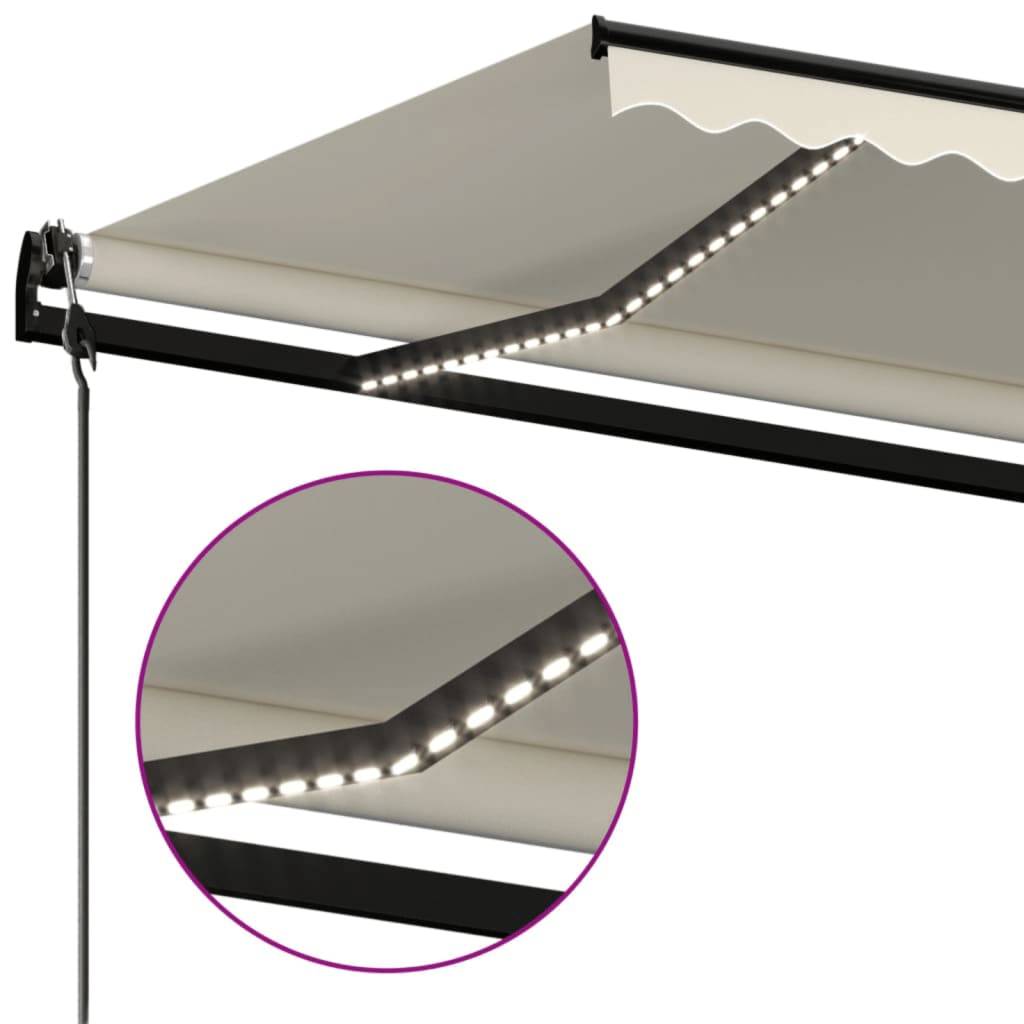Store banne motorisé LED et capteur vent aluminium pour terrasse 450x350cm Crème - ComfortXL Outdoor Living - Image 4
