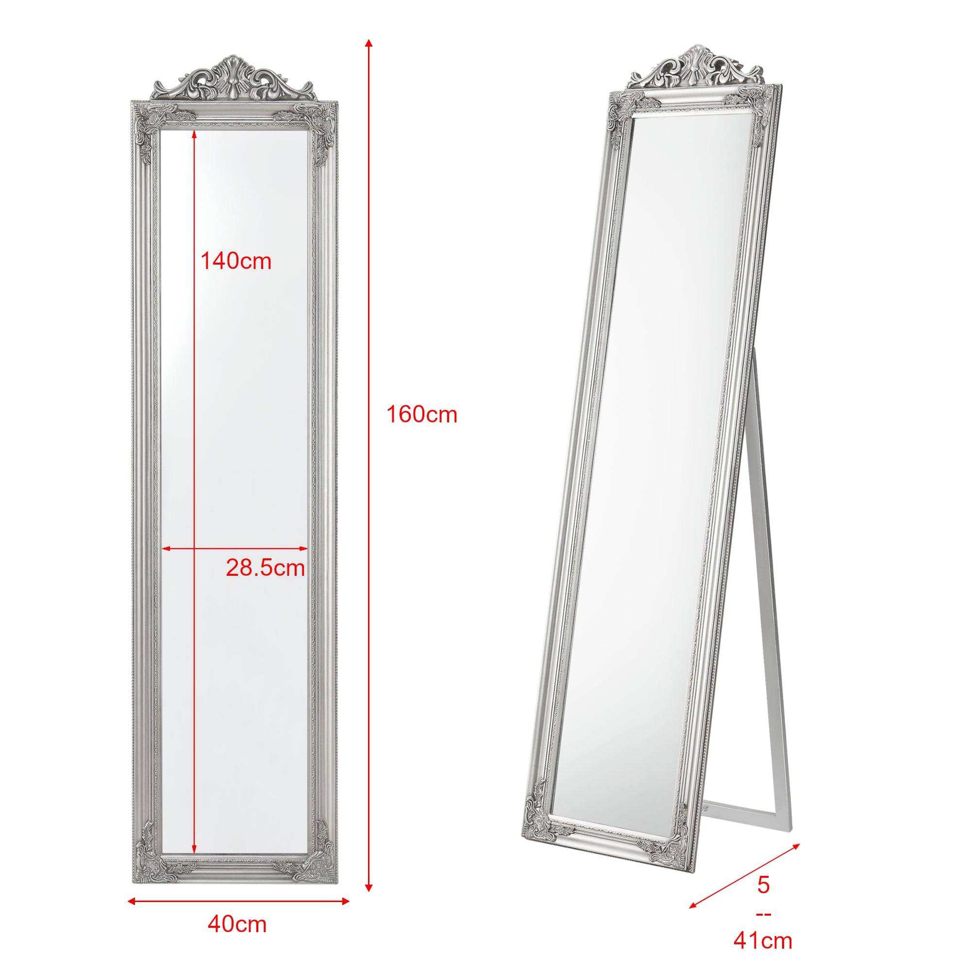 Helloshop26 - Miroir sur pied inclinable 160 x 40 cm argenté - Imagen 4