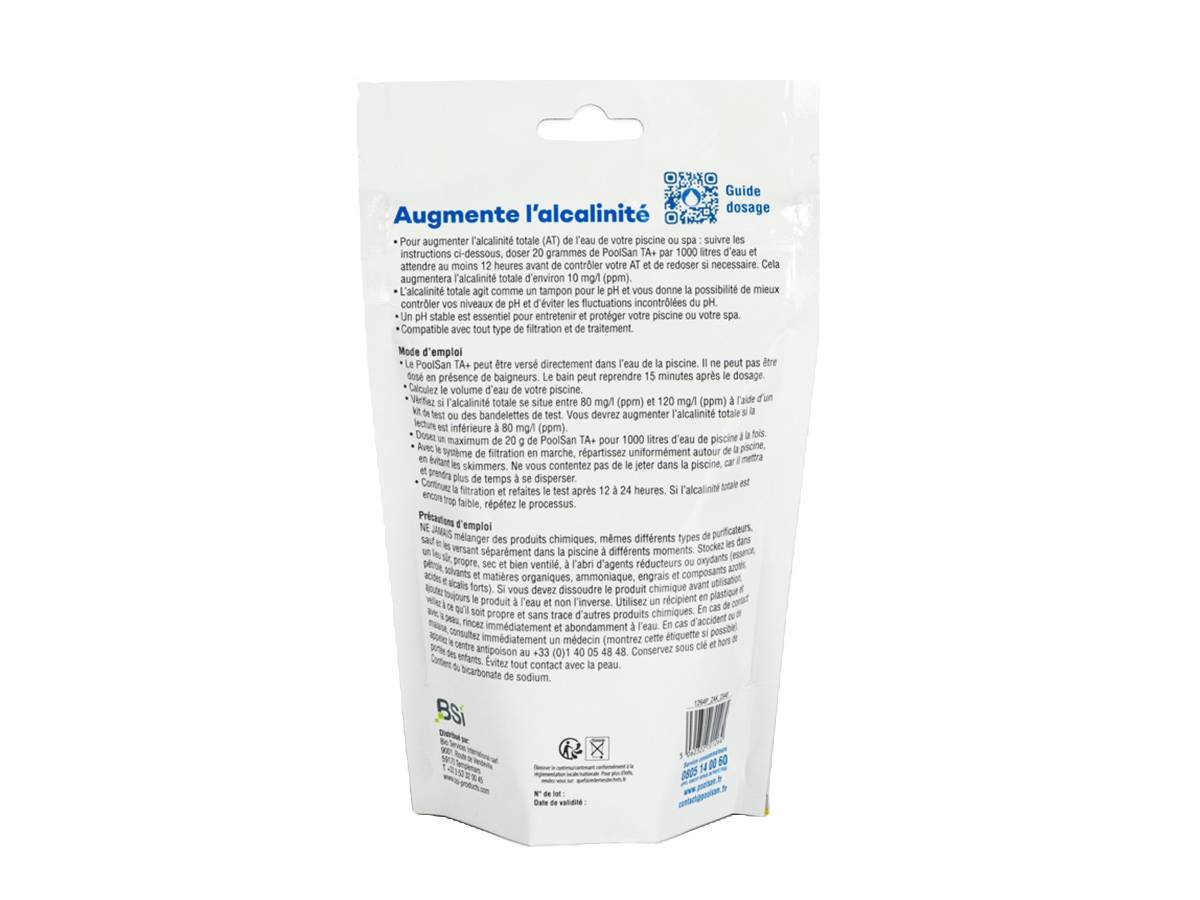 Poolsan - BSI - TA Plus - Poudre - Pour Augmenter l'Alcalinité De l'Eau - Idéal Pour Piscine Et Spa - Pour Une Baignade Agréable - 400g - Imagen 2