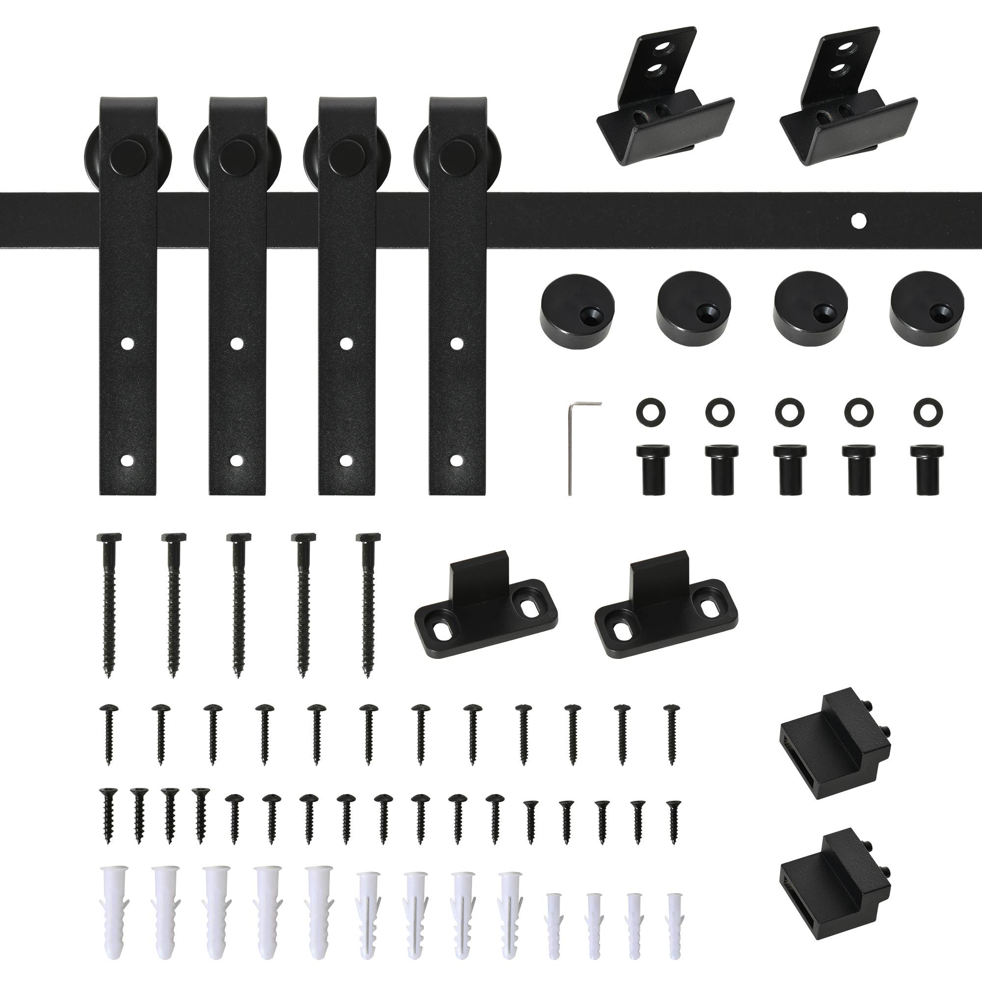 Kit rail porte coulissante double acier carbone armoire placard gain de place 200cm noir - ComfortXL Outdoor Living - Image 1