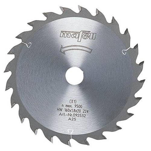 Lame de scie au carbure HM MAFELL 24 dents denture alternée 160x1.2 / 1.8x20 mm - 92533