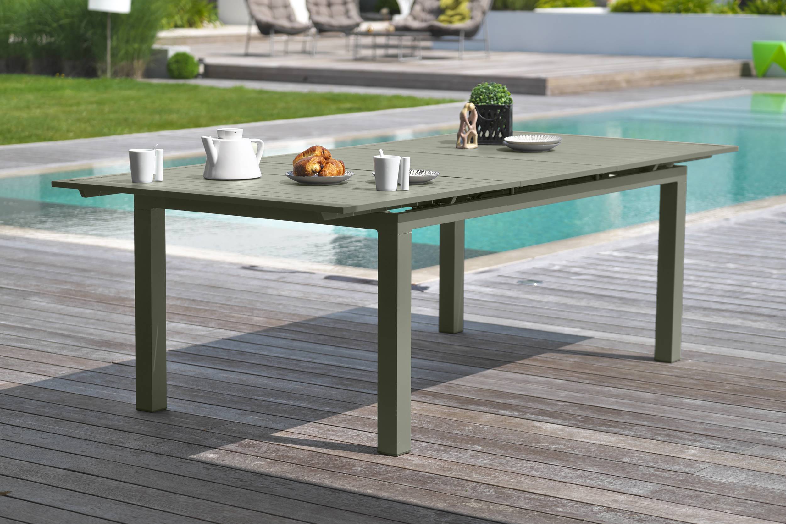 Dcb Garden - Table de jardin MIAMI 240/300 cm en aluminium kaki - DCB GARDEN - Imagen 1