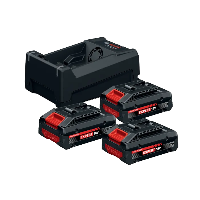 Set de base EXPERT - Chargeur 12/18V - 3X batterie 18V 4.0ah - BOSCH - 0615V0005X - Image 1