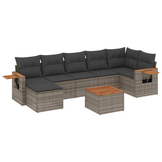 Salon de Jardin 8 Personnes Résine Tressée Modulable avec Table d'appoint pour Terrasse Gris – ComfortXL Outdoor Living - Image 2