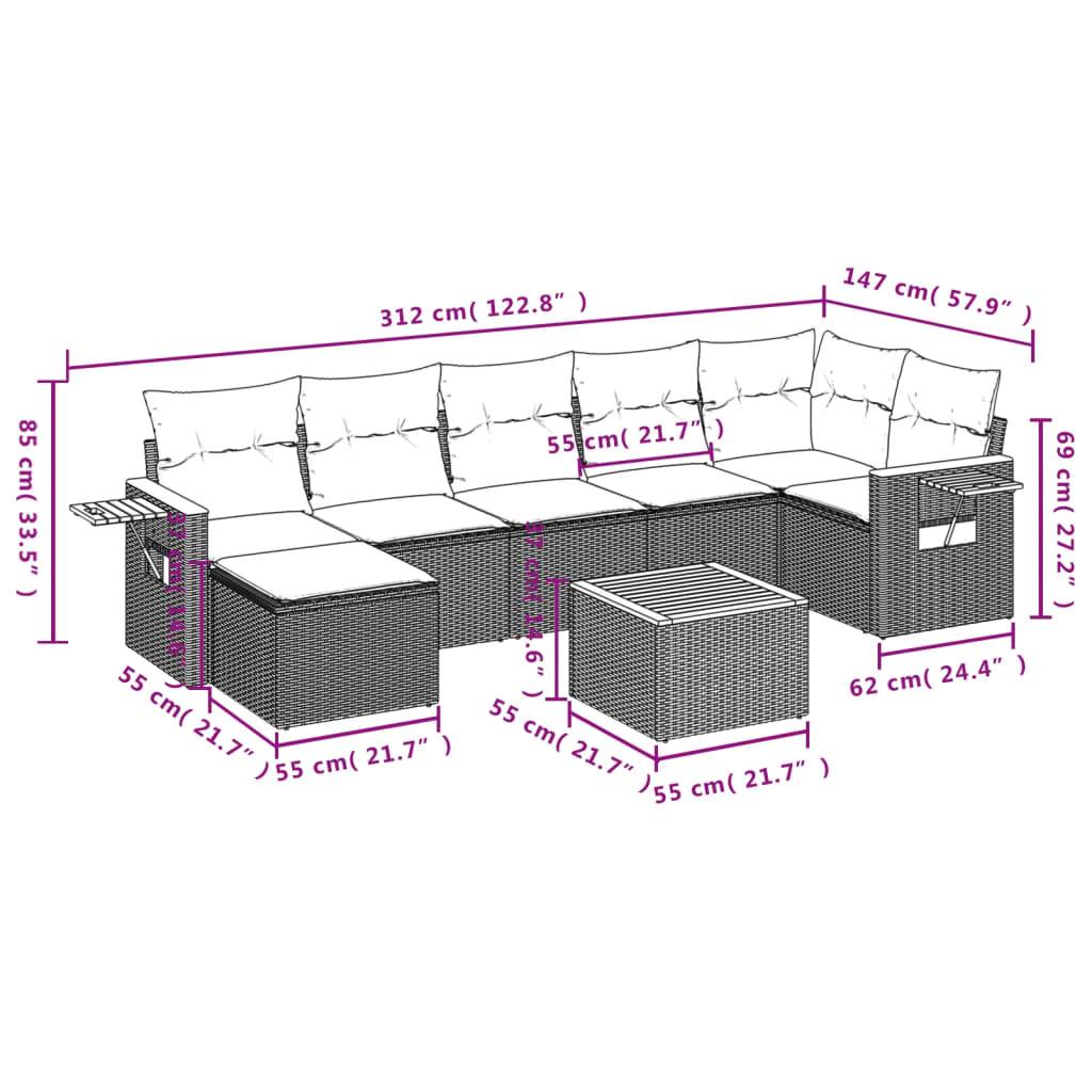 Salon de Jardin 8 Personnes Résine Tressée Modulable avec Table d'appoint pour Terrasse Gris – ComfortXL Outdoor Living - Image 10