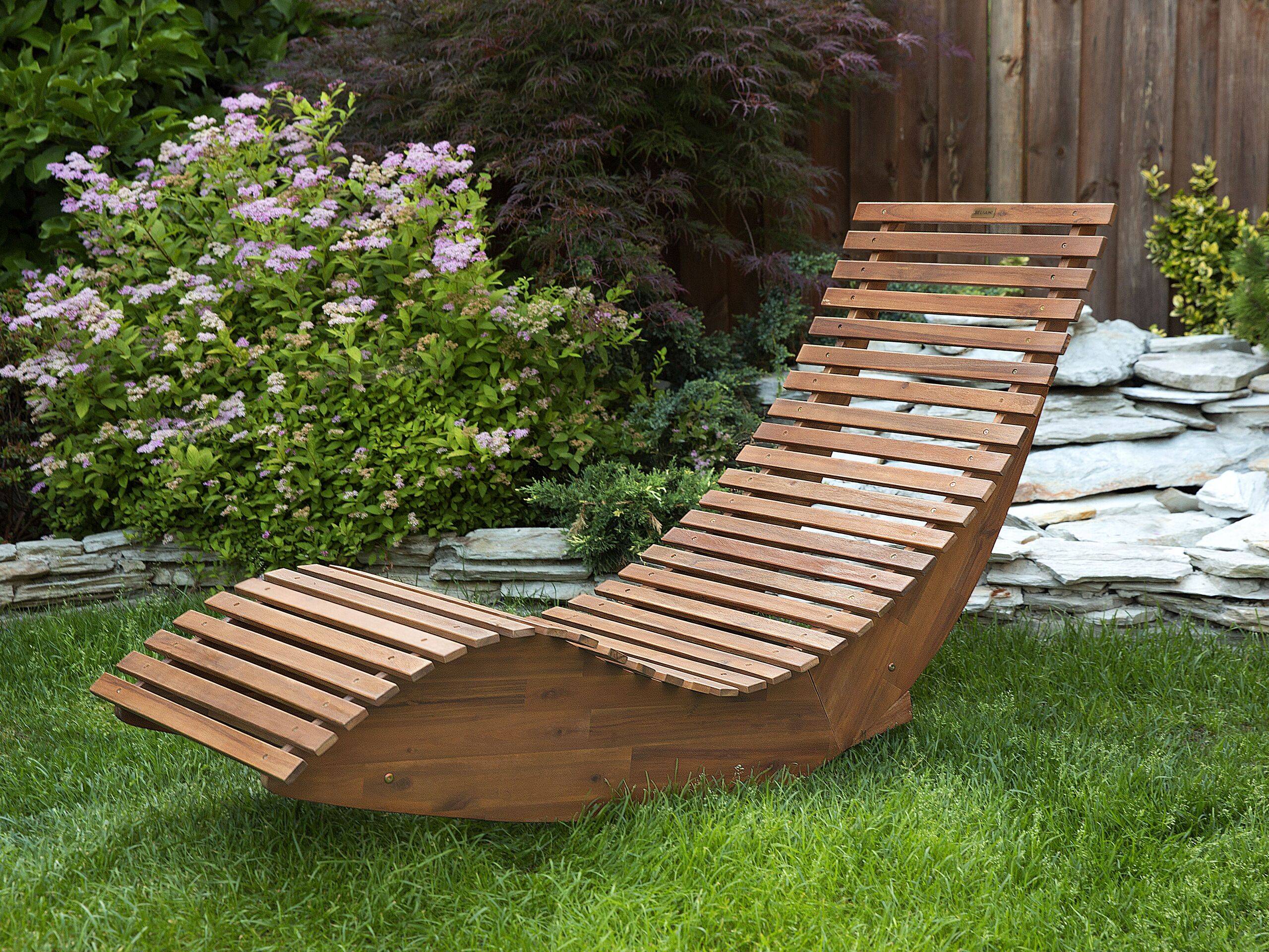 Beliani - Bain de Soleil Chaise Longue de Terrasse en Bois d'Acacia Couleur Naturelle Résitant et Durable Fonction Bascule et Design Moderne Beliani - Imagen 2