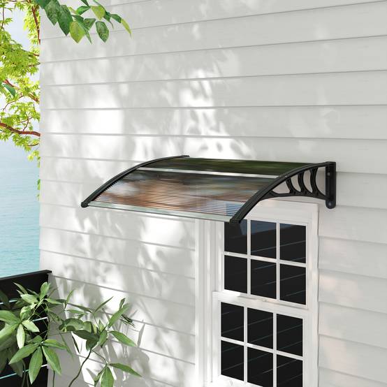 Auvent Porte d'Entree de 199 x 99 cm Marquise de Porte et Fenêtre Extérieur Protection Contre Pluie Neige Vent Noir/Gris/Café Transparent Auvent Porte d'Entree de 199 x 99 cm Marquise de Porte et Fenêtre Extérieur Protection Contre Pluie Neige Vent Noir/Gris/Café Transparent