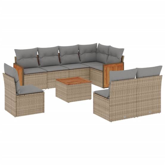 Salon de jardin 9 places beige en résine tressée avec rangement et table d'appoint – ComfortXL Outdoor Living - Image 2