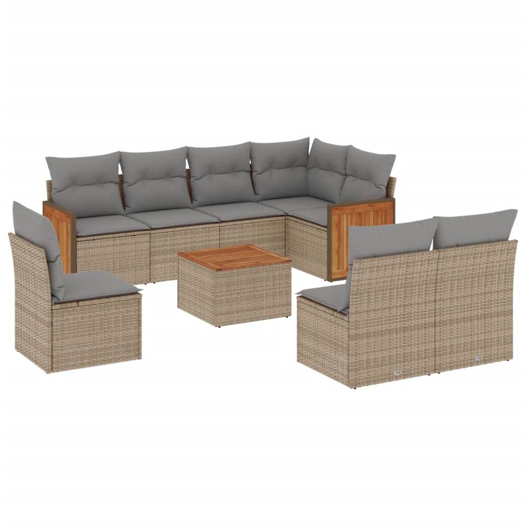Salon de jardin 9 places beige en résine tressée avec rangement et table d'appoint – ComfortXL Outdoor Living - Image 2