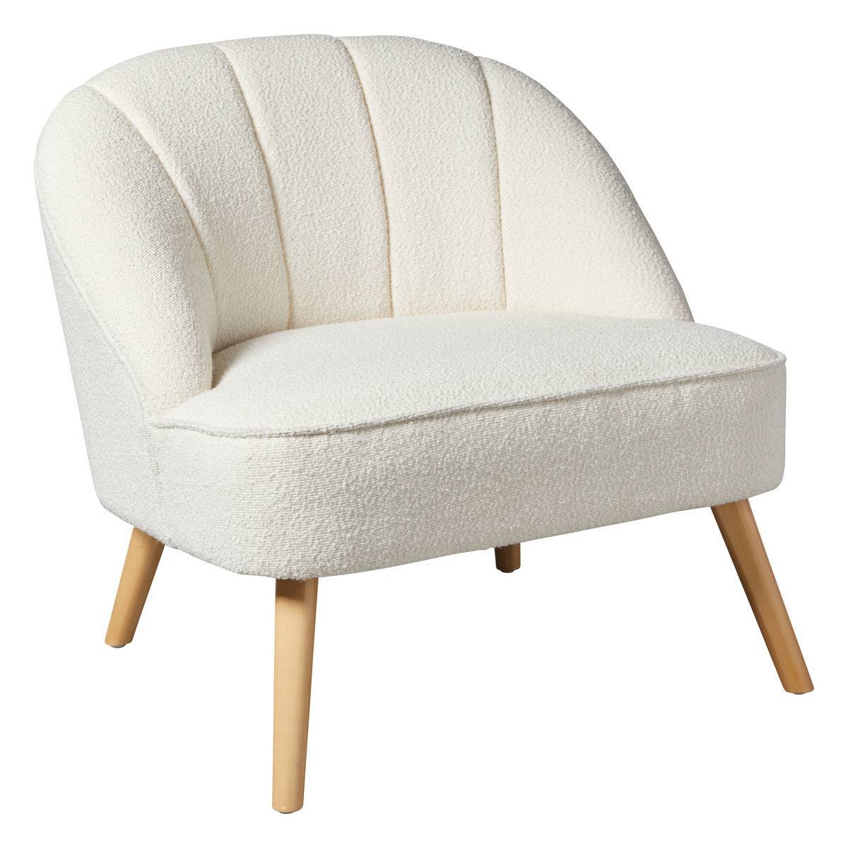 Atmosphera - Fauteuil "Naova" bouclette blanc - Atmosphera Créateur d'intérieur - Image 2
