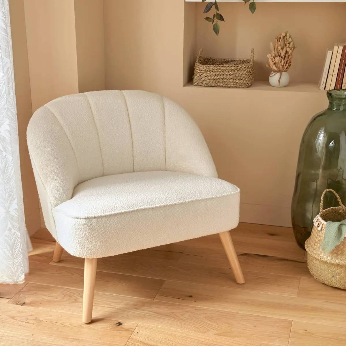 Atmosphera - Fauteuil "Naova" bouclette blanc - Atmosphera Créateur d'intérieur - Image 4
