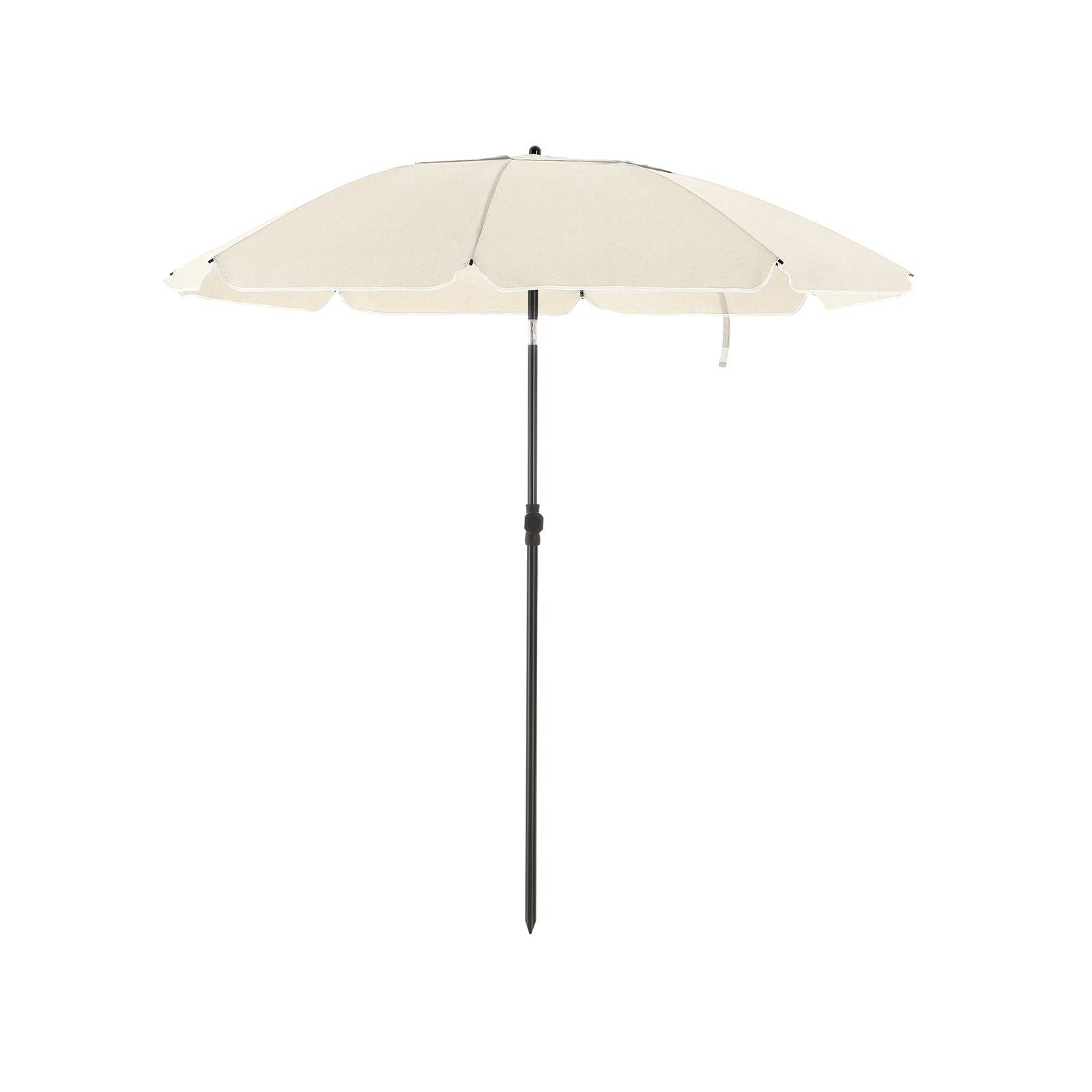 Helloshop26 - Parasol de jardin diamètre 2 m ombrelle protection UPS 50+ inclinable portable résistant au vent baleines en fibre de verre avec sac beige - Imagen 1