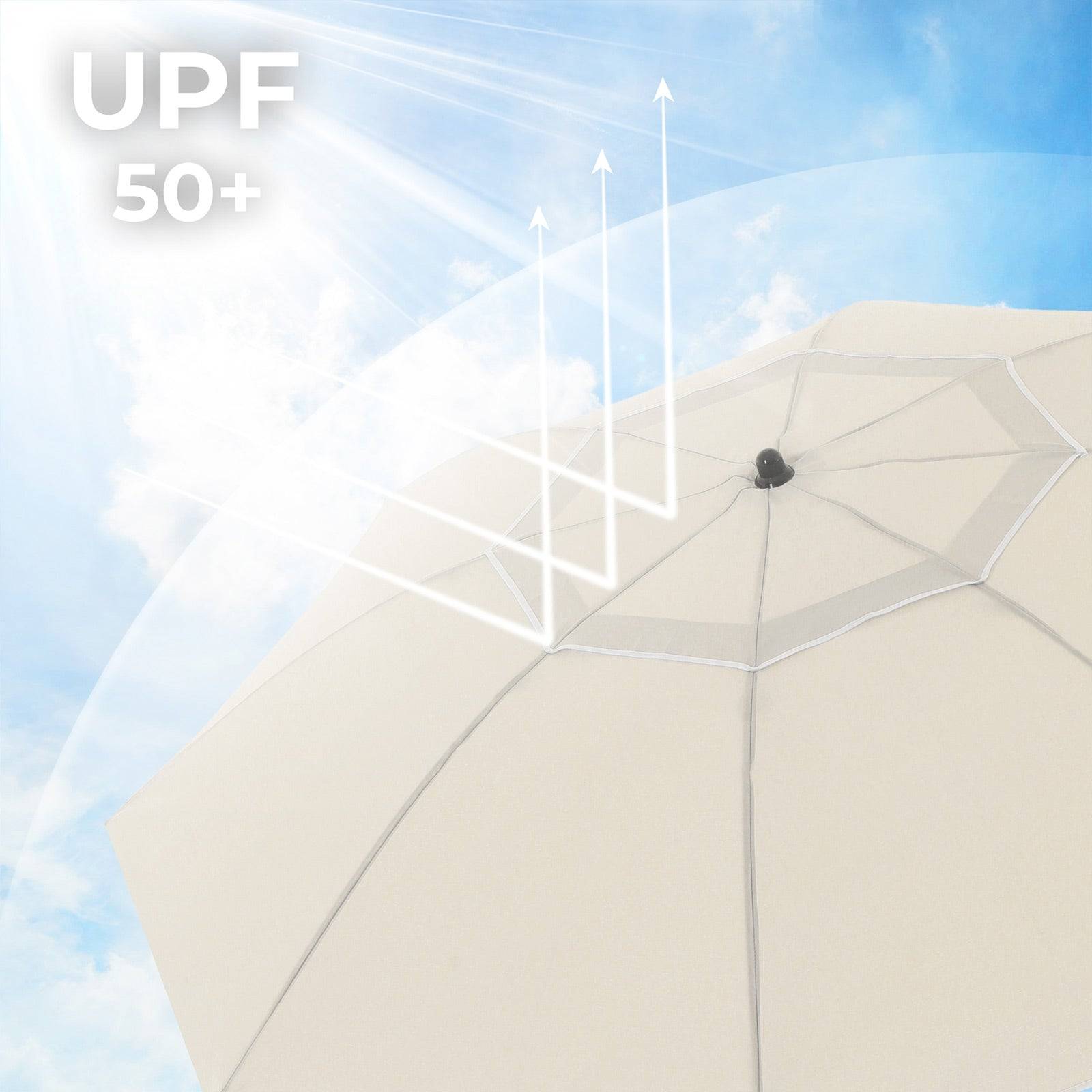 Helloshop26 - Parasol de jardin diamètre 2 m ombrelle protection UPS 50+ inclinable portable résistant au vent baleines en fibre de verre avec sac beige - Imagen 2