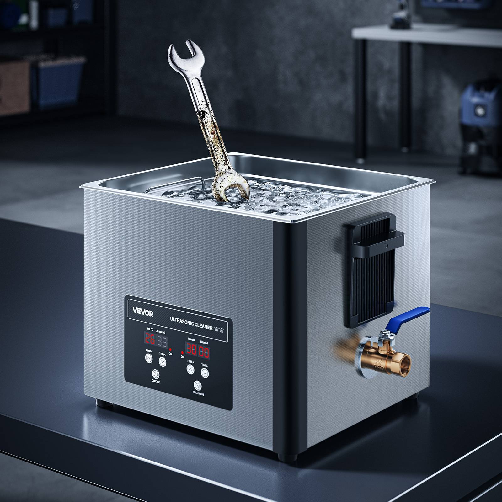 Vevor - VEVOR Nettoyeur à ultrasons 15 L, 240 W ultrasonique 40 kHz, panier inox et affichage numérique, pour bijoux montres lunettes et pièces - Image 8