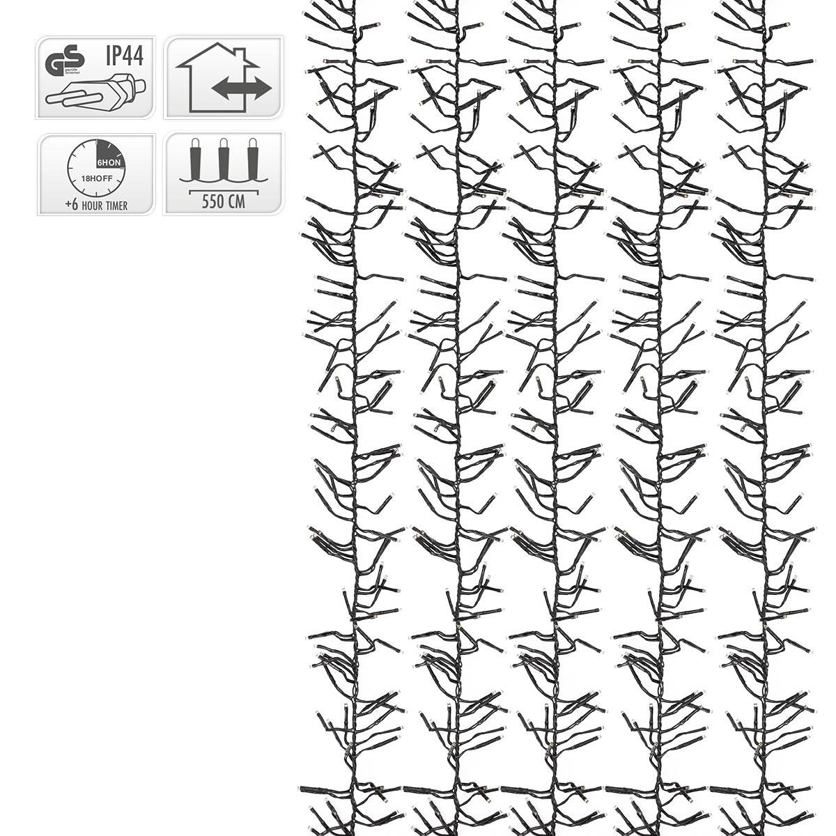 Ecd-Germany - Guirlande de Noël lumineuse 768 LED blanc chaud 5,5 m IP44 intérieur/extérieur - Imagen 5