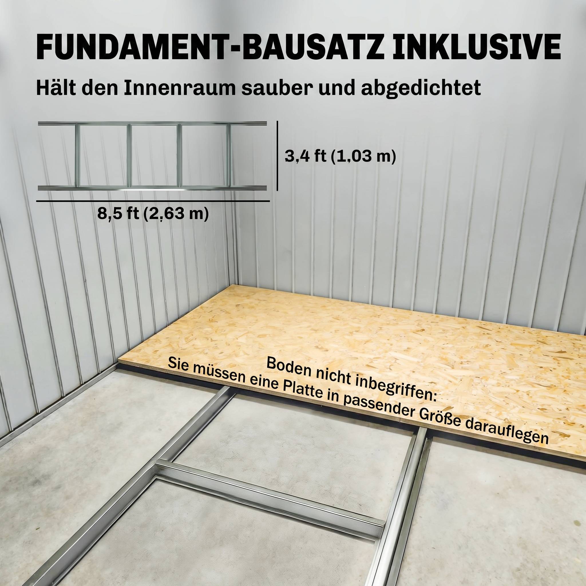 Abri de jardin 5,4 m² 2,77 x 1,95 x 1,92 m kit de fondation porte coulissante ventilations acier galvanisé, vert clair - Image 8