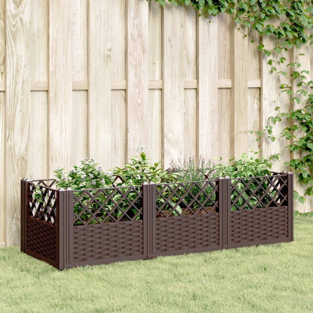 ComfortXL - Jardinière rectangulaire modulable PP aspect rotin potager Marron 123,5cm – ComfortXL Outdoor Living - Image 1