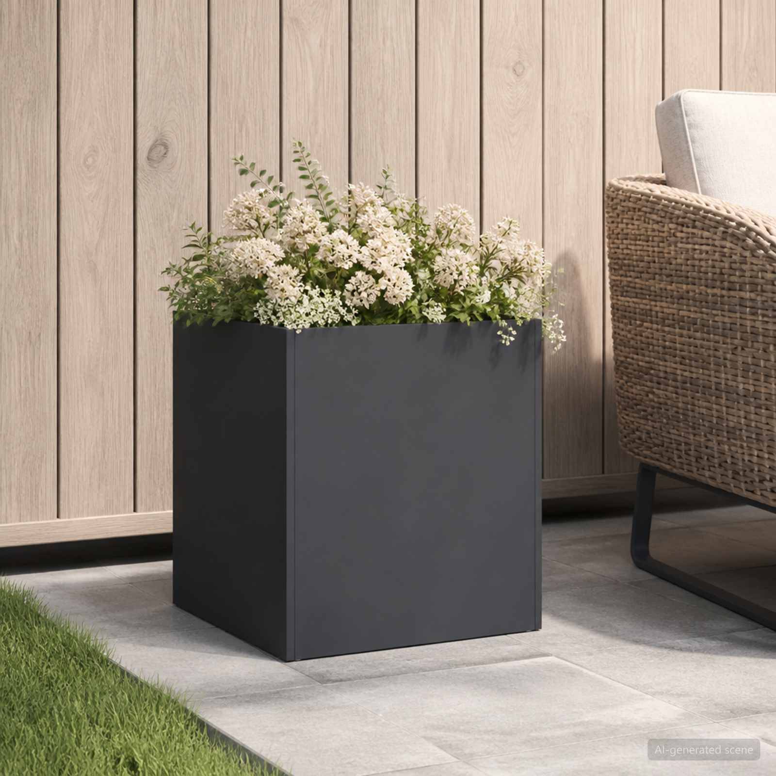 Vidaxl - Cache-pot de jardin Noir 45 x 45 x 45 cm Acier laminé à froid vidaXL 8004966 - Image 1