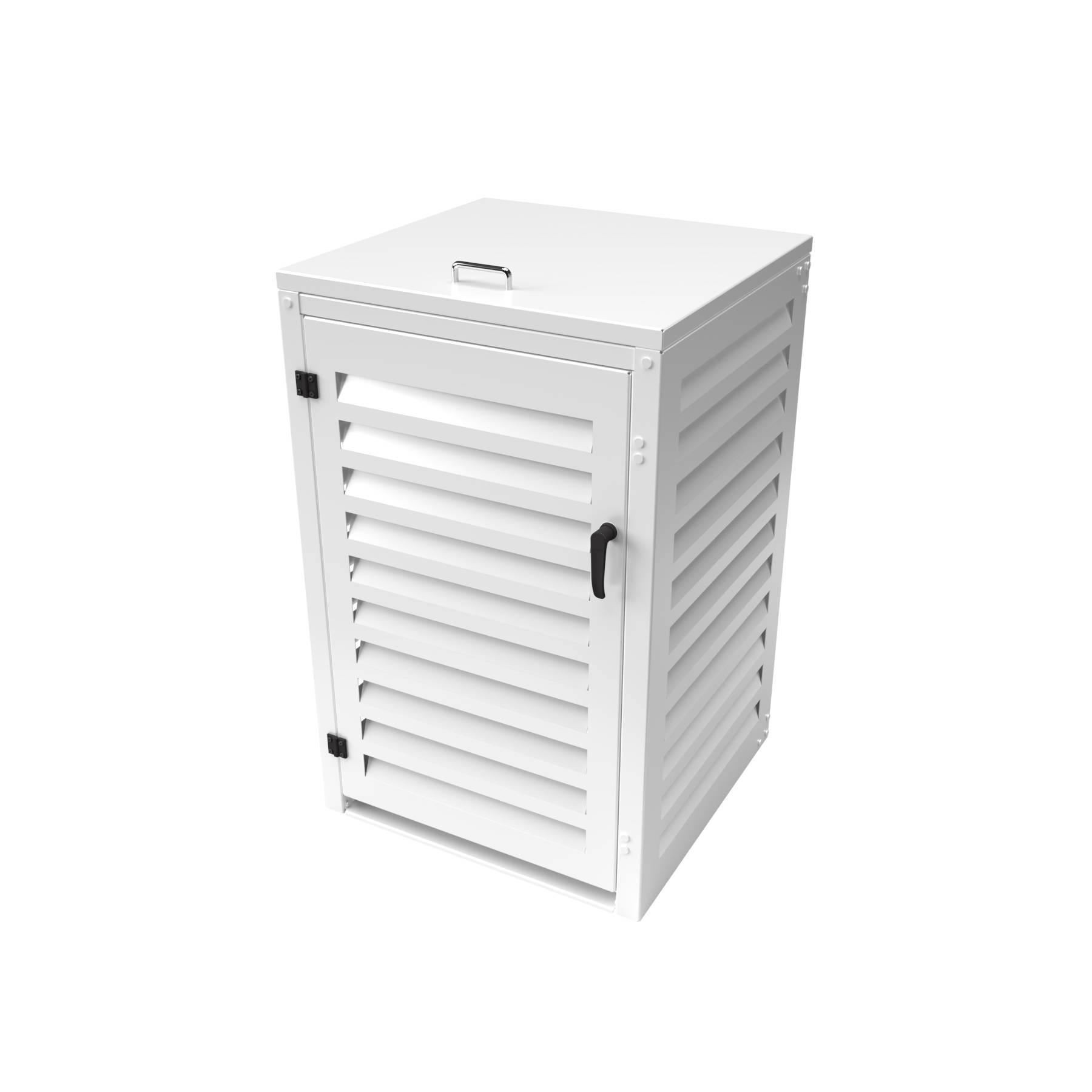 Cache Poubelle Extérieur Simple en Aluminium thermolaqué - Abri pour 1 conteneur 240 Litres – Blanc RAL 9010 - Image 1