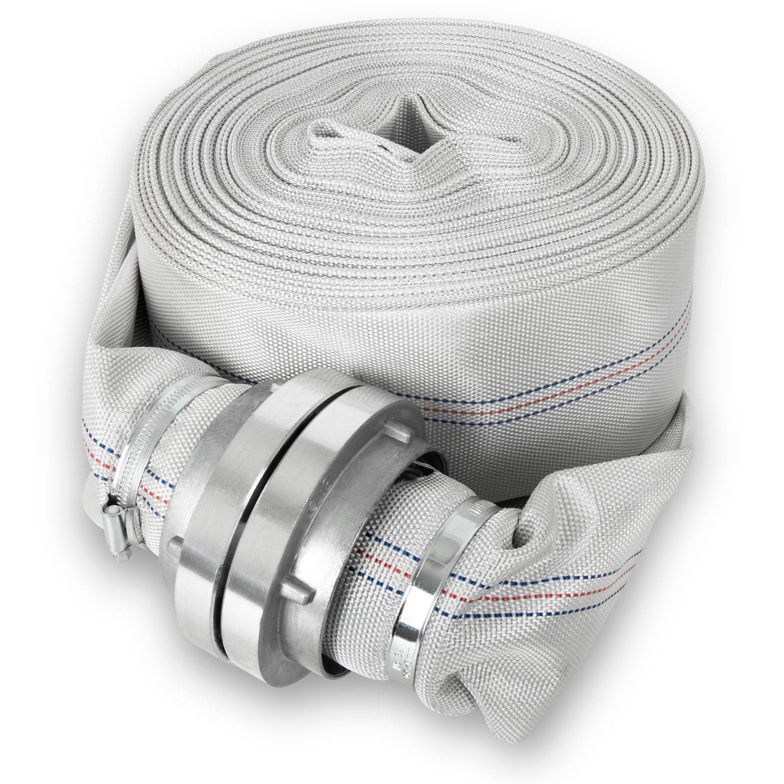 EBERTH 3" Tuyau de refoulement, Tuyau plat avec raccord Storz, longueur 30m, diamètre 3 pouce, Tuyau d'incendie, Storz 75-B - Image 1