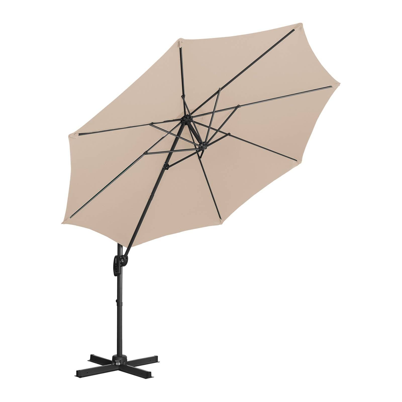 Helloshop26 - Parasol déporté rond diamètre 300 cm inclinable et pivotant crème - Imagen 3