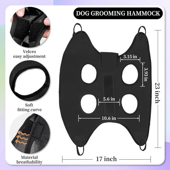 IntiMeg - Hamac de toilettage pour chiens depetite taille Harnais à suspendre (noir, S) - IntiMeg - Image 3