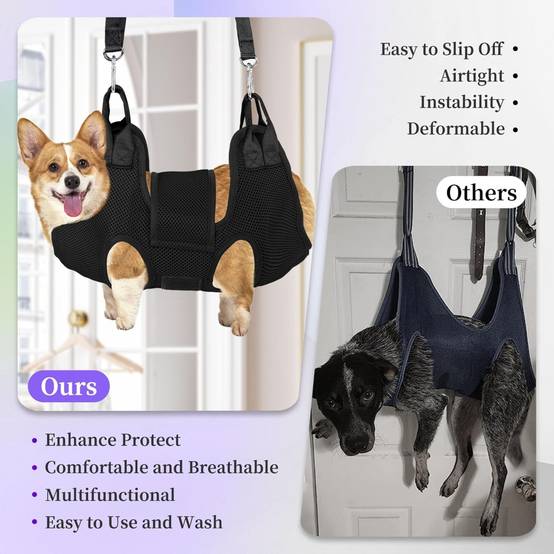 IntiMeg - Hamac de toilettage pour chiens depetite taille Harnais à suspendre (noir, S) - IntiMeg - Image 2