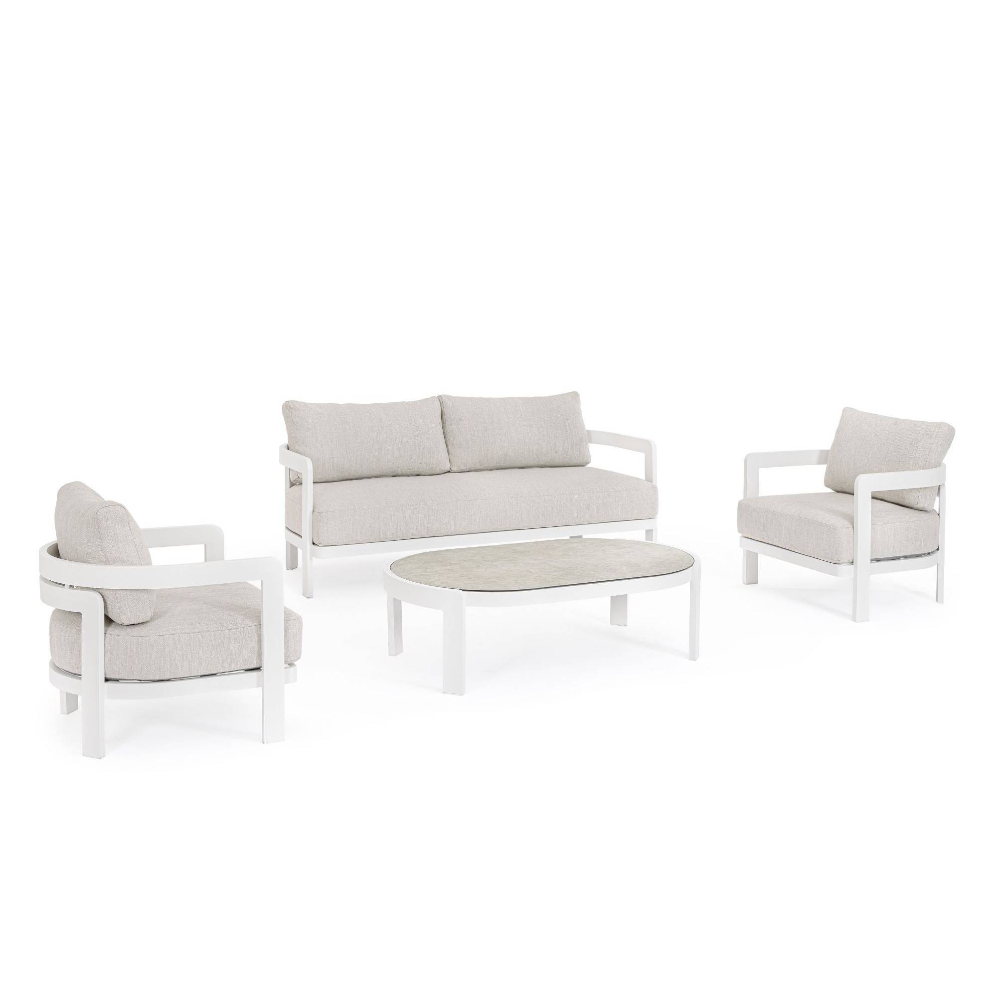 Autre - Salon de jardin en aluminium et coussins en toile (set de 4) - ARCACHON - Image 1
