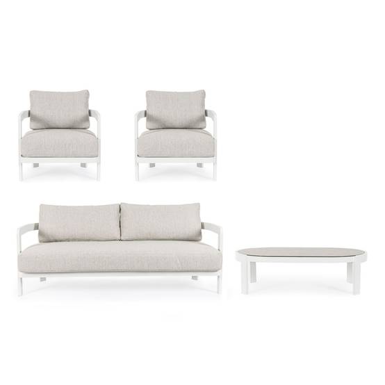 Autre - Salon de jardin en aluminium et coussins en toile (set de 4) - ARCACHON - Image 6