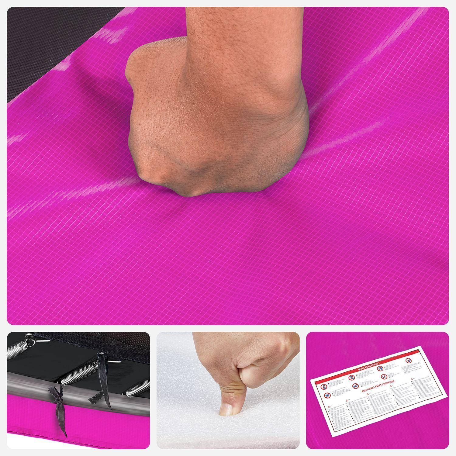 Helloshop26 - Coussin de sécurité de trampoline de remplacement rechange diamètre 366 cm résistant aux rayons uv anti-déchirure taille standard rose - Imagen 4