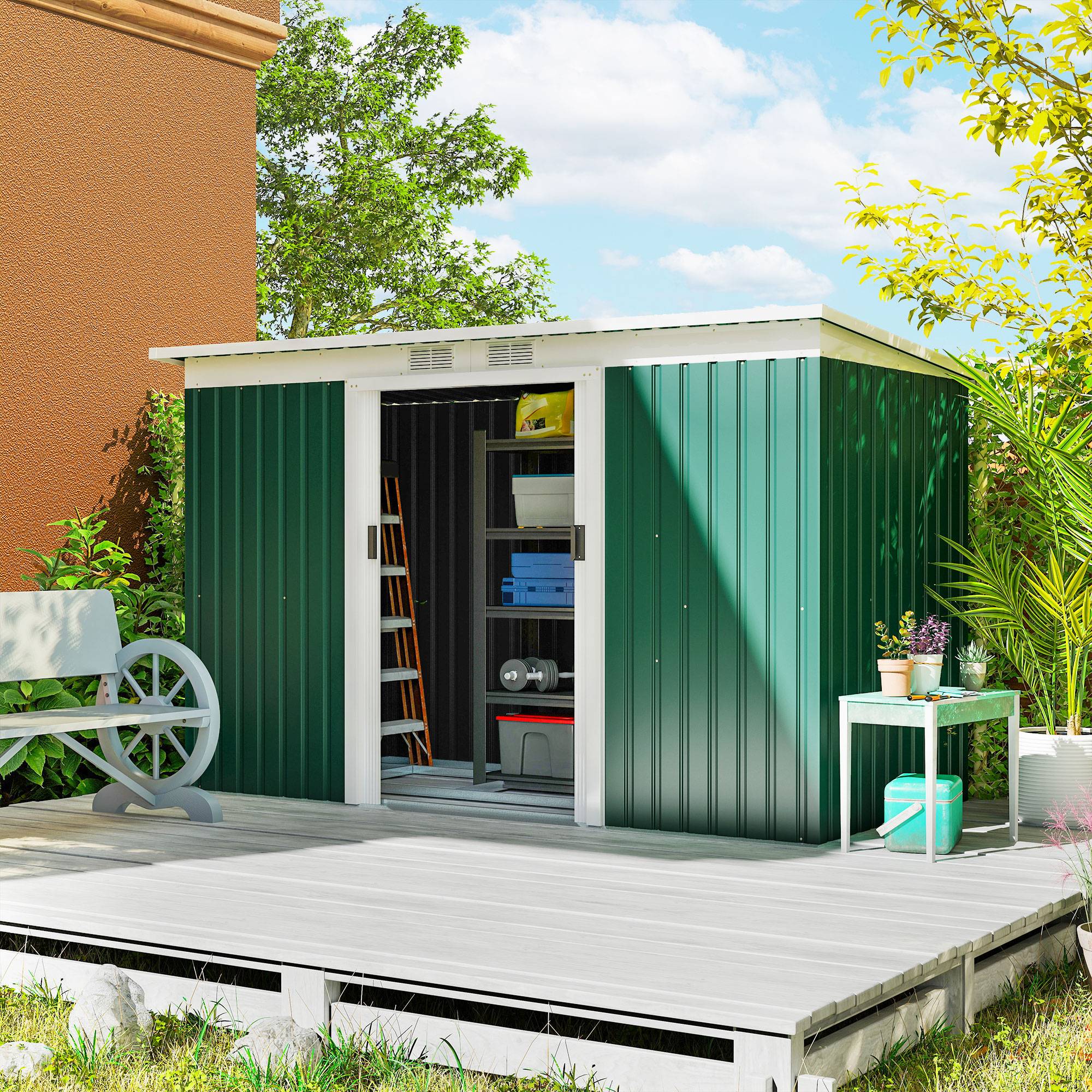 PANGIVO - Abri de jardin acier galvanisé anthracite 280 x 130 x 172 cm - PANGIVO - Image 3