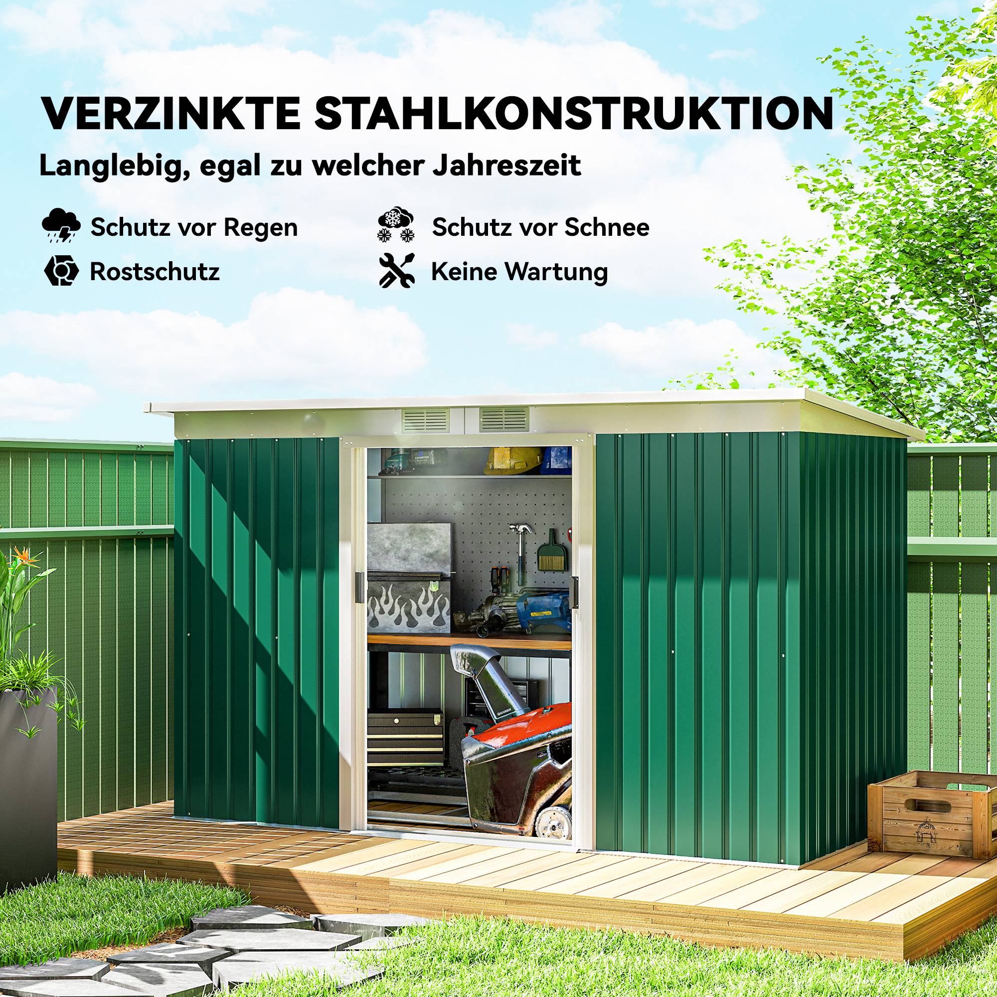PANGIVO - Abri de jardin acier galvanisé anthracite 280 x 130 x 172 cm - PANGIVO - Image 6
