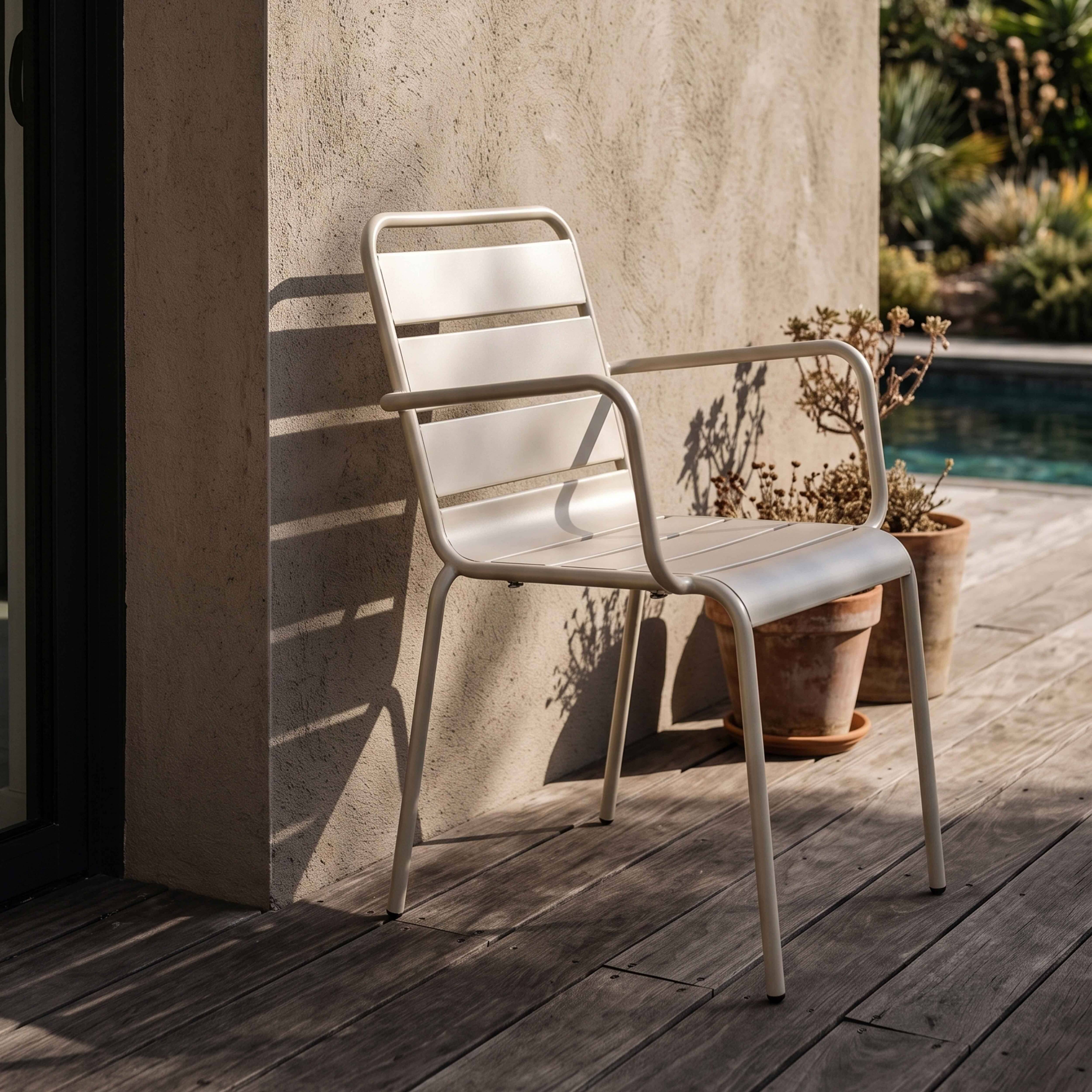 Oviala - Fauteuil de jardin en métal ivoire Palavas - Oviala - Imagen 2