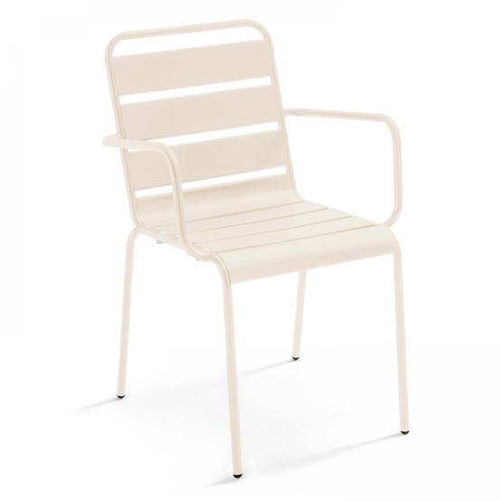 Oviala - Fauteuil de jardin en métal ivoire Palavas - Oviala - Imagen 1