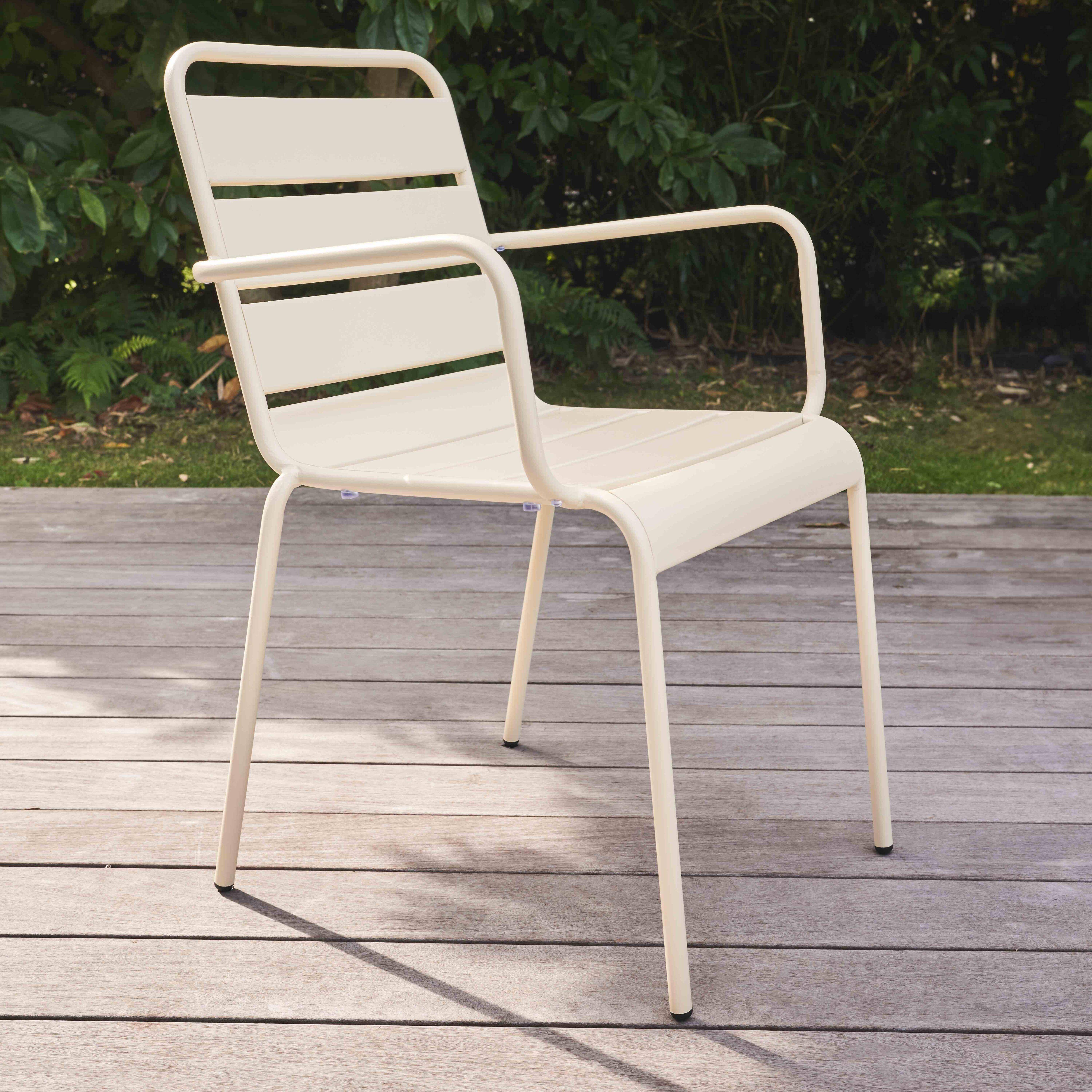 Oviala - Fauteuil de jardin en métal ivoire Palavas - Oviala - Imagen 4