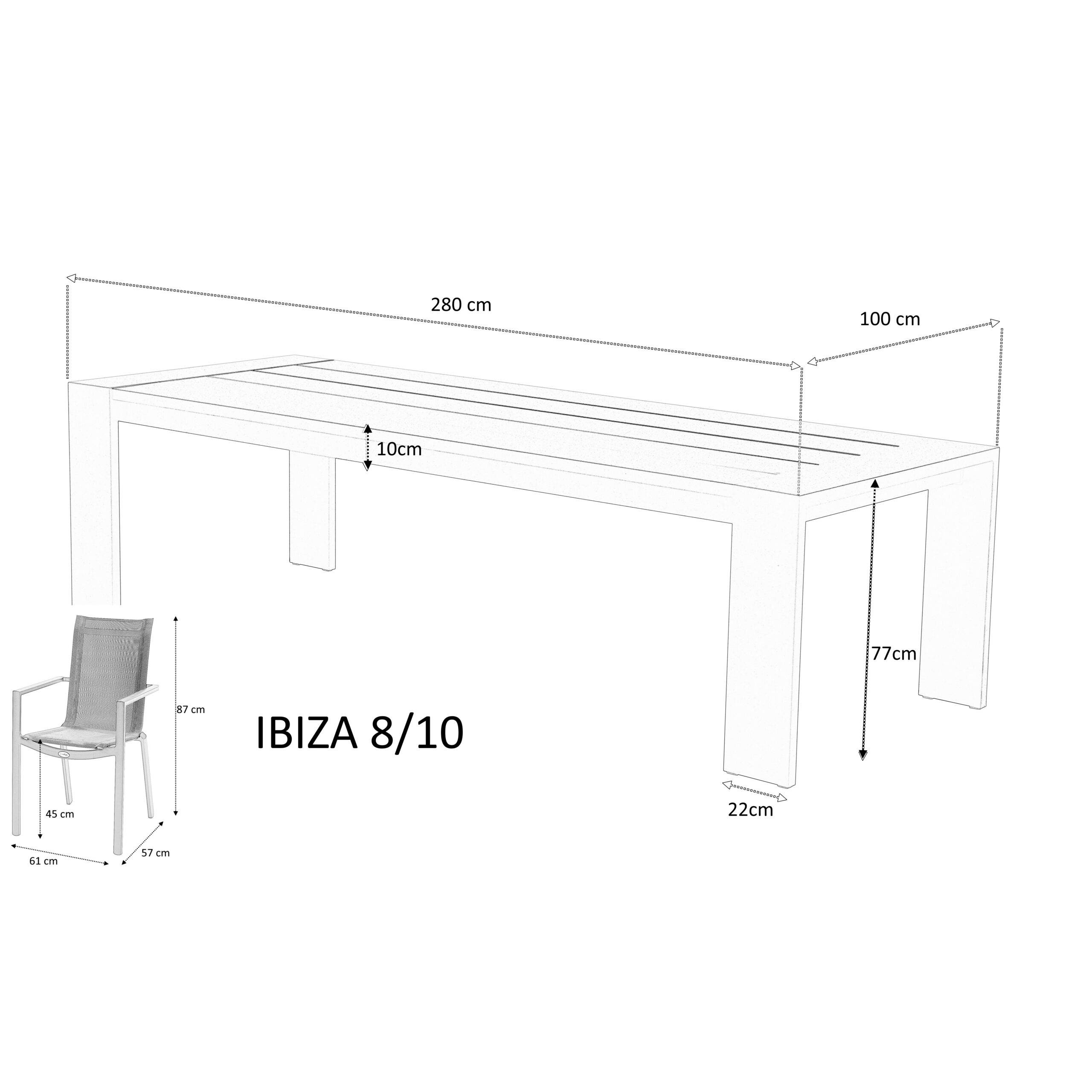 Wilsa Garden - Ensemble de jardin en aluminium 8/10P IBIZA avec 8 fauteuils - Imagen 6