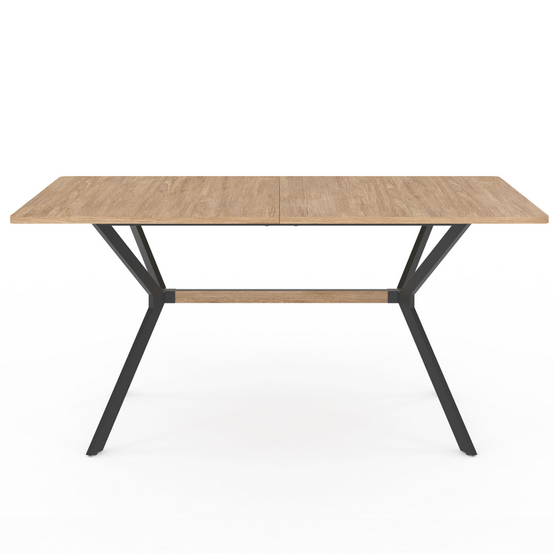 Table à manger rectangle LOUISON 8 personnes bois et noir design industriel 160 cm - Image 3