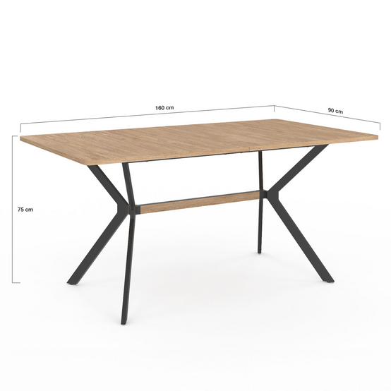 Table à manger rectangle LOUISON 8 personnes bois et noir design industriel 160 cm - Image 4