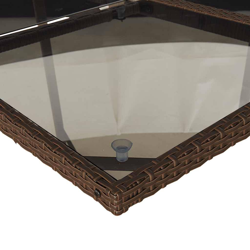 ComfortXL - Salon de Jardin Encastrable 6 Personnes Brun et Coussins Crème, Table en Verre et Chaises Compactes – ComfortXL Outdoor Living - Image 5