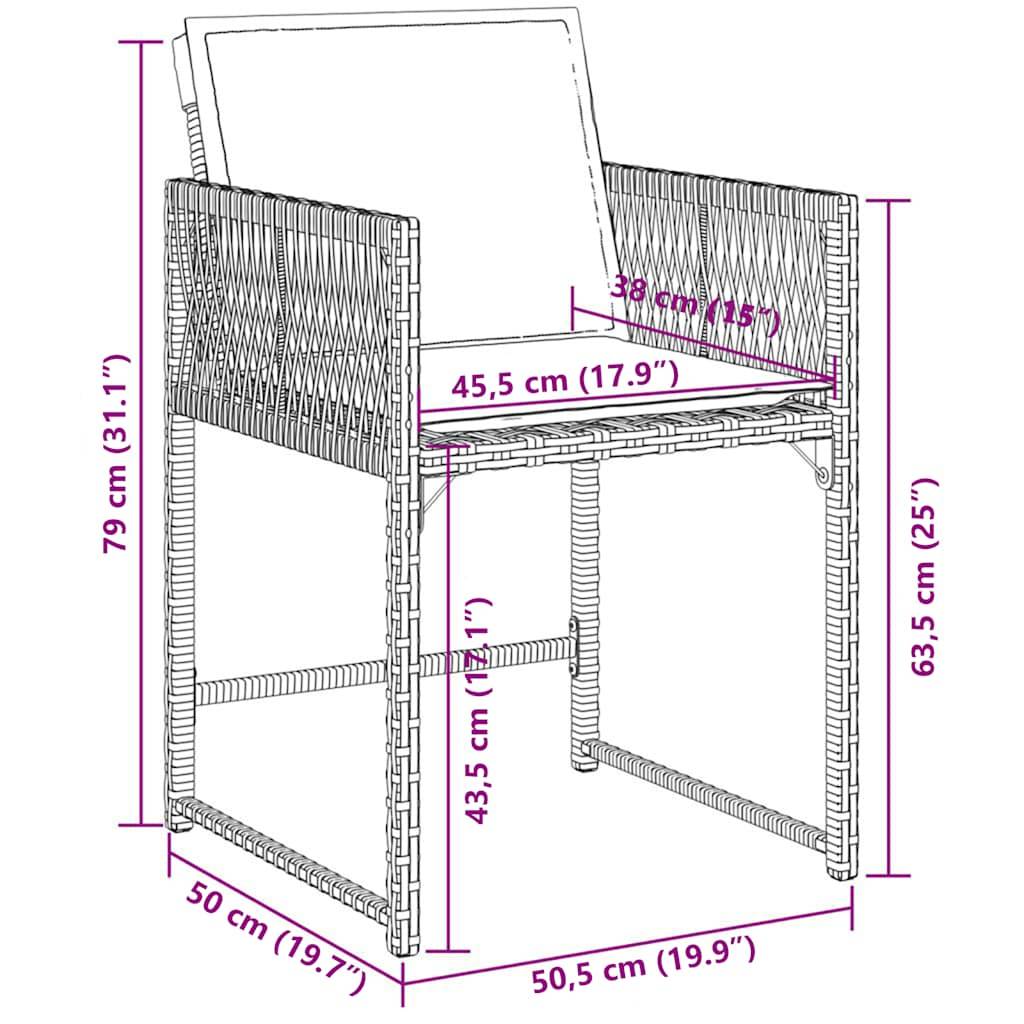 ComfortXL - Salon de Jardin Encastrable 6 Personnes Brun et Coussins Crème, Table en Verre et Chaises Compactes – ComfortXL Outdoor Living - Image 6