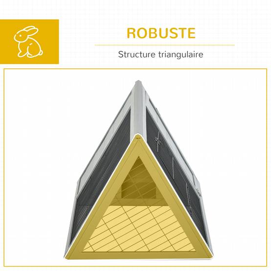 Clapier triangulaire bois massif extérieur pour petits animaux 116x62x52cm gris - ComfortXL Outdoor Living - Image 8