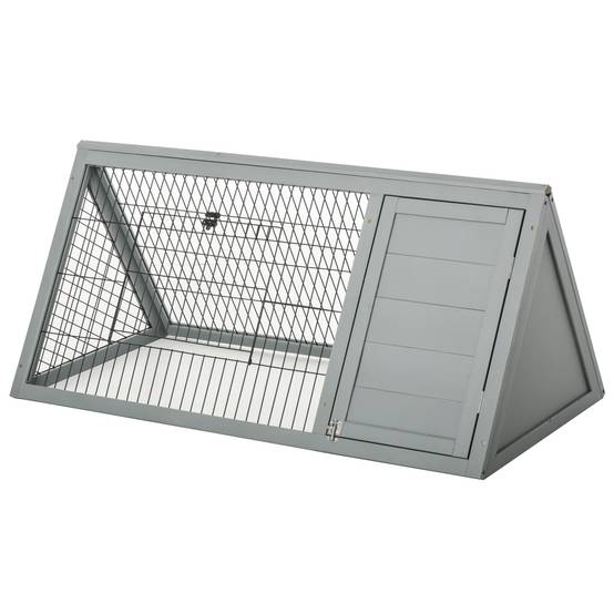 Clapier triangulaire bois massif extérieur pour petits animaux 116x62x52cm gris - ComfortXL Outdoor Living - Image 2